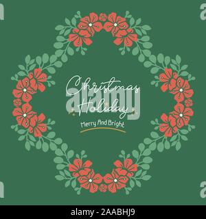 Seamless border of green leafy flower frame, for text of christmas holiday. Vector Stock Vector