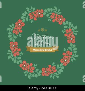 Seamless border of green leafy flower frame, for text of christmas holiday. Vector Stock Vector