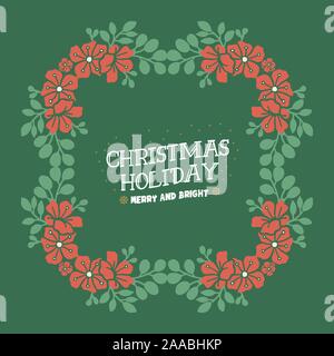 Seamless border of green leafy flower frame, for text of christmas holiday. Vector Stock Vector