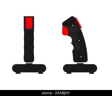 Computer joystick 90s. Rear and side view. Flat style. Vector illustration. Stock Vector