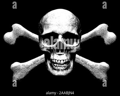Skull and crossbones illustration isolated in background - 3d render Stock Photo