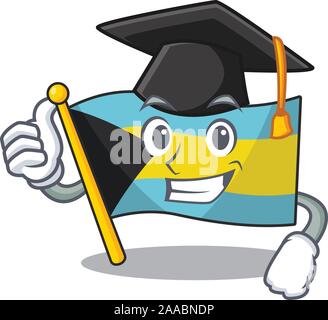 Cartoon flag bahamas isolated in happy graduation hat Stock Vector