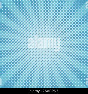 Winter snow round sunburst halftone blue pattern Stock Vector