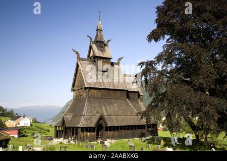 Stave church, Hopperstad near Vik, Sognefjord, Sogn og Fjordane, Norway Stock Photo