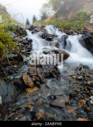 The small waterfall in Uzungol in Trabzon Stock Photo