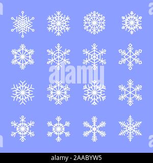 Set of elegant, openwork geometric vector snowflakes. Stock Vector