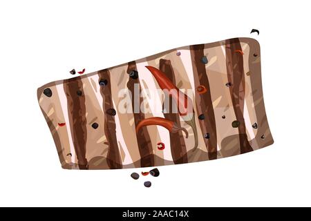 Barbecue ribs with chili pepper. White background. Vector illustration. Stock Vector