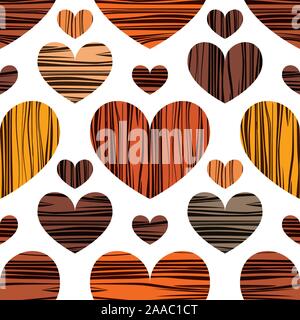 Multicolor handdrawn hearts. Vector illustration. Seamless pattern background. Wrapping paper design Stock Vector