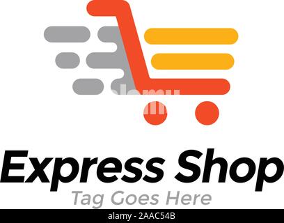 Online shop vector logo template. Express shop represented by chart. Stock Vector