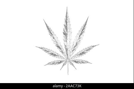 Low poly 3D medical marijuana leaf. Legalize medical pain treatment concept. Cannabis weed medicine isolated object symbol. Legal state traditional