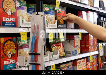 Burnaby, BC, Canada - May 09, 2019 : Motion of people buing instant brown rice inside price smart foods store Stock Photo