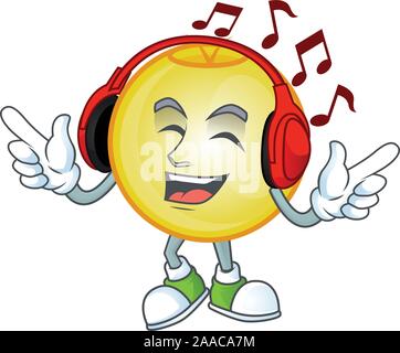 Character listening music in the gold christmas ball Stock Vector