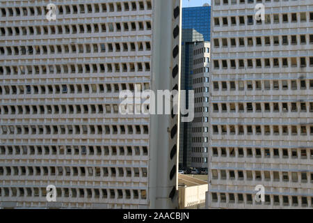 Tel Aviv, Israel. 13th May, 2018. View from the Hotel Dan Panorama in Tel Aviv. Another skyscraper can be seen between two skyscrapers. Credit: Stephan Schulz/dpa-Zentralbild/ZB/dpa/Alamy Live News Stock Photo