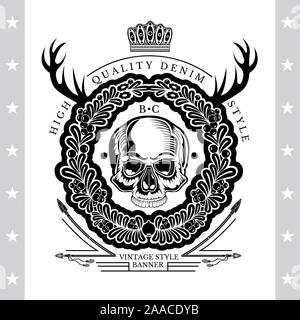 Skull Of The Deer With Horn Type Front And Profile Stock Vector Image 