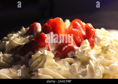 Strawberry pavlova/meringue Stock Photo