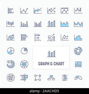 Graph, diagram and chart - thin line website, application & presentation icon. simple and minimal vector icon and illustration collection. Stock Vector