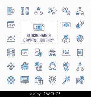 Digital asset, blockchain, cryptocurrency, encryption, transaction and security - thin line website, application & presentation icon. simple and minim Stock Vector