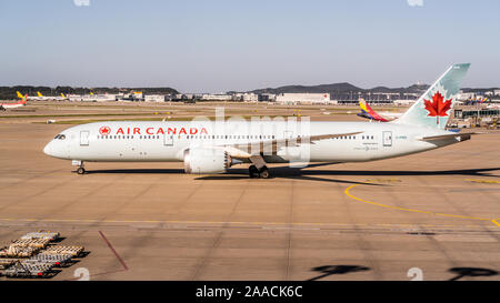 Incheon Korea , 8 October 2019 : Boeing 787-9 Dreamliner plane of Air Canada airline at Incheon international Airport in Seoul South Korea Stock Photo