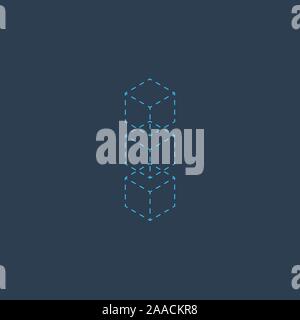 Isometric design cube or block set. Mathematical object with three-dimensional effect. Stock Vector illustration isolated on white background. Stock Vector