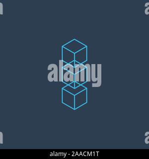 Isometric three blocks or cubes. Isometric cubes for 3d designing. Mathematical object with three-dimensional effect. Stock Vector illustration Stock Vector