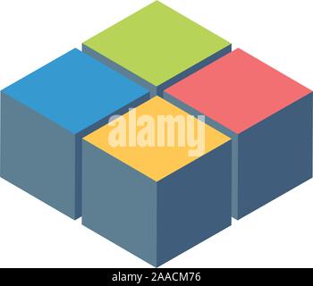4 cubes or blocks isometric logo design. Stock Vector illustration isolated on white background. Stock Vector