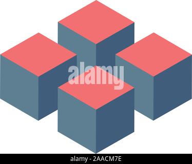4 cubes or blocks isometric logo design. Stock Vector illustration isolated on white background. Stock Vector