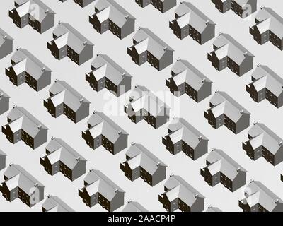 Background with many houses. View isometric. 3D. Vector illustration. Stock Vector
