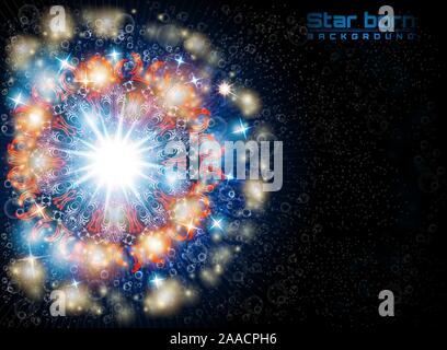 Star born in space with starry sky background Stock Vector