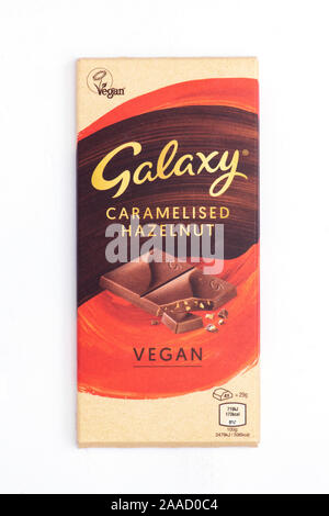 Galaxy Vegan Chocolate. Caramelised Hazelnut Bar Stock Photo