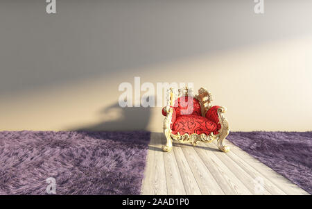 Classic Curved Chair Purple Carpet Stock Photo