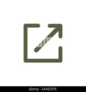 External link icon with arrow, box, w icon Stock Vector