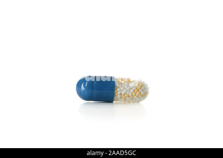 Capsule pill isolated on white background, close up Stock Photo