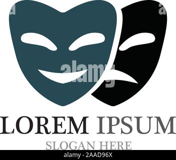 Theater mask logo and symbol vector Stock Vector