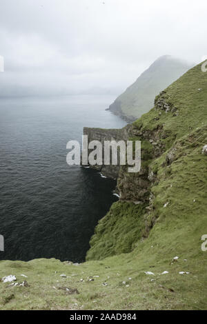 Gjogv village in the island of Eysturoy, Faroe Island, Denmark, Europe. Stock Photo