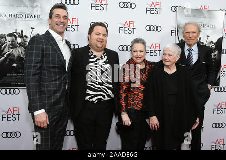 Hollywood, USA. 20th Nov 2019. 20 November 2019 - Hollywood, California - Jon Hamm, Paul Walter Hauser, Kathy Bates, Barbara 'Bobi' Jewell, Clint Eastwood. 2019 AFI Fest - 'Richard Jewell' Los Angeles Premiere  held at TCL Chinese Theatre. Photo Credit: Birdie Thompson/AdMedia /MediaPunch Credit: MediaPunch Inc/Alamy Live News Stock Photo