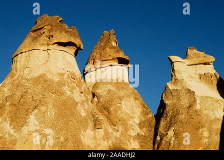 Pinnacles, also known as fairy chimneys or hoodoo,  Love Valley. Goreme National Park and the Rock Sites of Cappadocia UNESCO World Heritage Site. Turkey. December 2006. Stock Photo