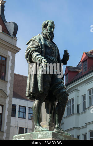 Statue of Hans Jakob Fugger (otherwise Johann Jakob Fugger), Augsburg, Bavaria, Germany Stock Photo