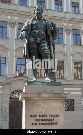 Statue of Hans Jakob Fugger (otherwise Johann Jakob Fugger), Augsburg, Bavaria, Germany Stock Photo