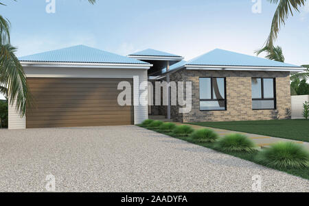 exterior 3d visualisation of the house Stock Photo