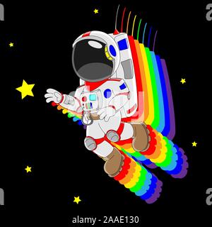 Cartoon astronaut flying. Stock Vector