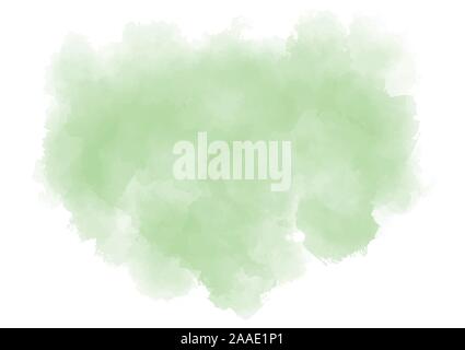 Pastel green background. Watercolor splash on white paper. Textured illustration. Subtle mint stain. EPS 8. Vector illustration. Stock Vector