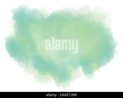 Pastel green background. Watercolor splash on white paper. Textured illustration. Subtle mint stain. EPS 8. Vector illustration. Stock Vector
