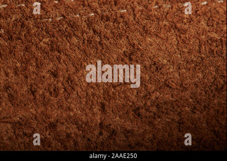 Brown fluffy background with stitches macro close up view Stock Photo