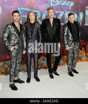 Photo Must Be Credited ©Alpha Press 078237 17/11/2019 Collabro, Michael Auger, Jamie Lambert, Matt Pagan and Thomas J Redgrave at the Frozen 2 European Premiere held at BFI Southbank in London Stock Photo