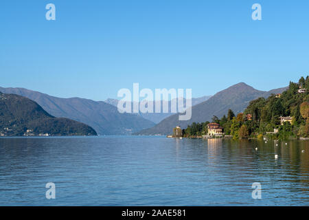 Lake Maggiore seen about Luino, Province of Varese, Lombardy region, Northern Italy Stock Photo