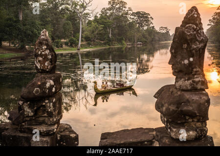Tonle Om Gate, South Gate Angkor Thom, Cambodia, Asia. Stock Photo