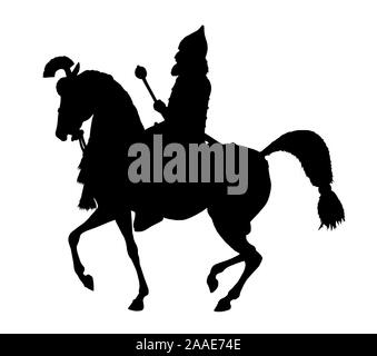 Ancient assyrian rider. Ancient warrior on horseback . Book Illustration. Stock Photo