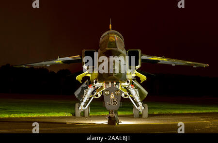 RAF Sepecat Jaguar GR1, XZ370, JB, (17 Squadron, RAF Bruggen markings) at RAF Cosford Nightshoot in association with Threshold.Aero Stock Photo