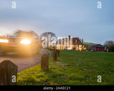 Chequers on the green public house in the village of High Halden, Kent Stock Photo