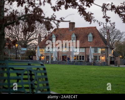 Chequers on the green public house in the village of High Halden, Kent Stock Photo